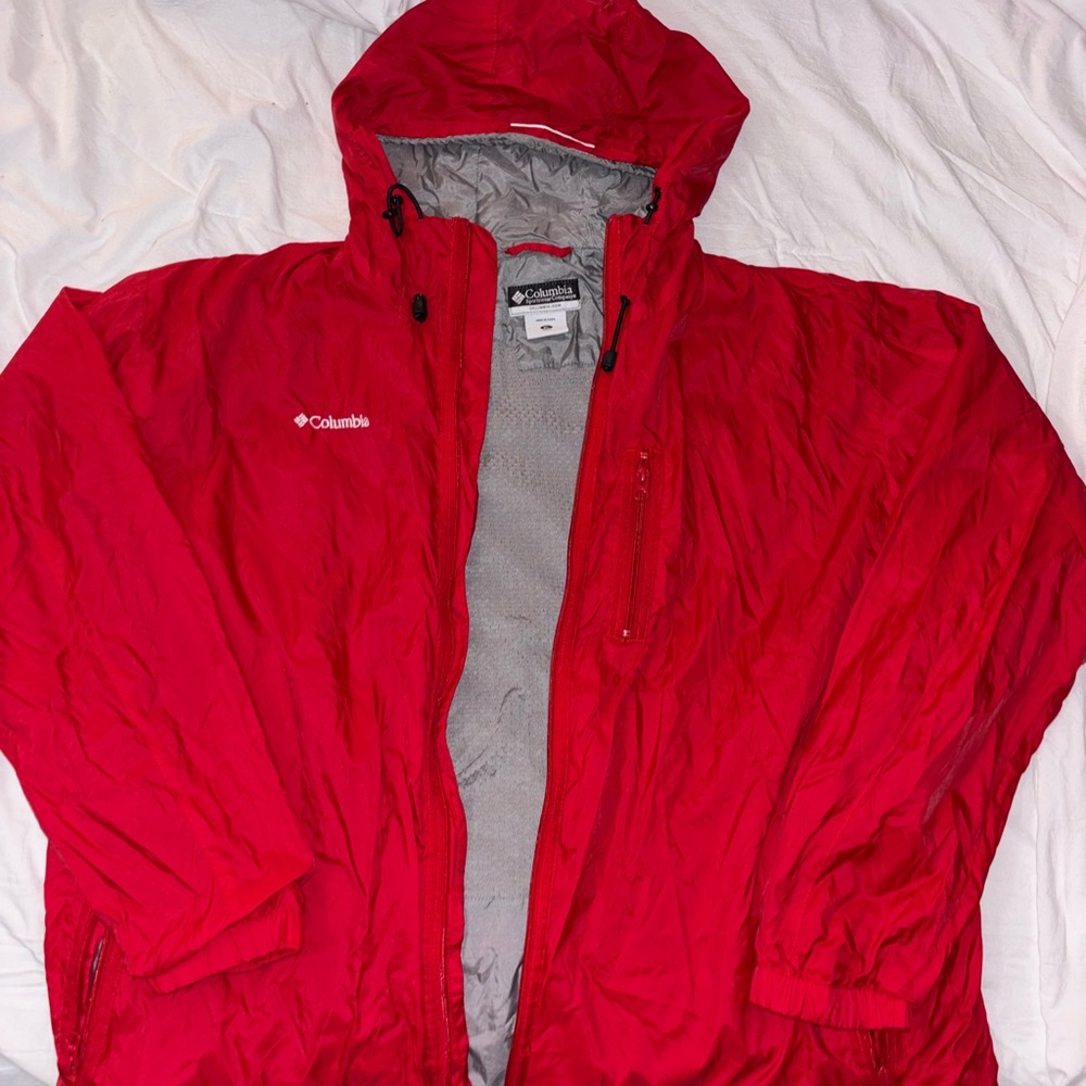 Columbia Men's Red and Gray Windbreaker Jacket